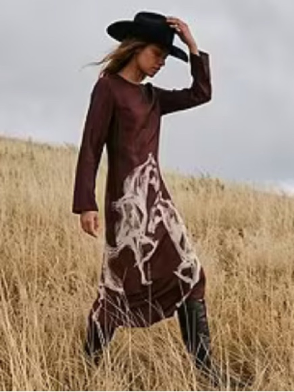 Antonio Melani Long-Sleeve Dress with White Horse Motif